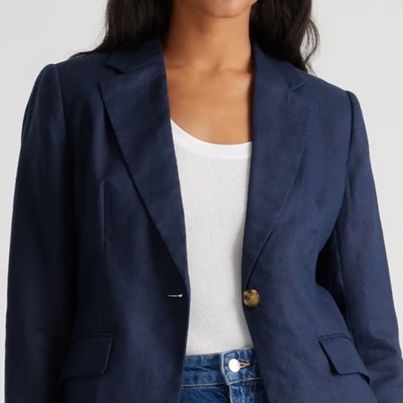 Quince Navy 100% European Linen Structured Blazer size XS - Picture 10 of 11